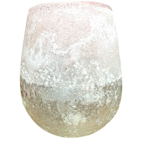 TOZAI HOME Hand-Blown Art Glass Candle Holder Small Vase Pink, White, Clear 5x4 - Picture 2 of 10